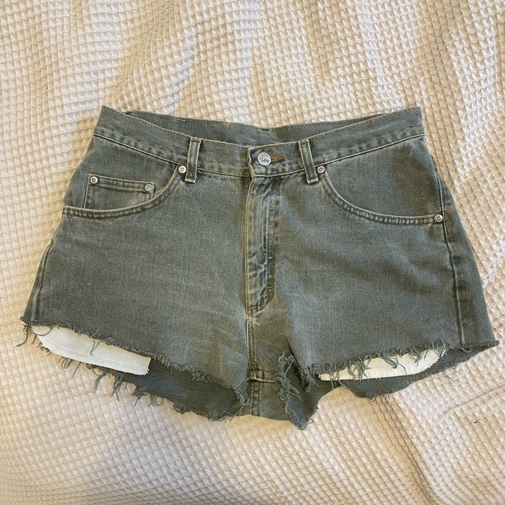 Lee Riveted Vintage Green Denim Shorts